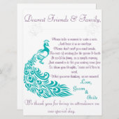 孔雀のノートの場所の歓迎の手紙 招待状 (正面/裏面)