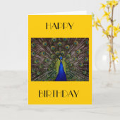 孔雀のハッピーバースデーカード カード (黄色い花)