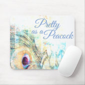 孔雀のパステルかわいらしとして白い孔雀の羽 マウスパッド (マウス)