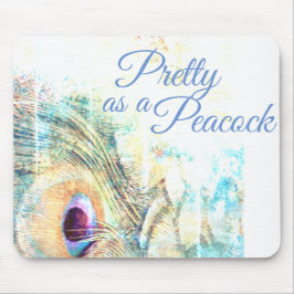 孔雀のパステルかわいらしとして白い孔雀の羽 マウスパッド