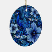 孔雀のパーソナライズされたクリスマス飾り セラミックオーナメント (右)