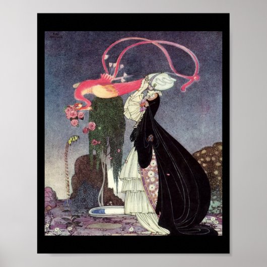 孔雀のピンクのバラ ポスター (正面)