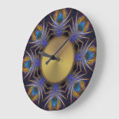 孔雀のフラクタルのくもの巣は柱時計に羽をつけます ラージ壁時計 (傾斜)