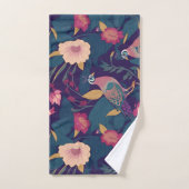 孔雀のフローラカラフルパタパーソナライズされたーン バスタオルセット (ハンドタオル)