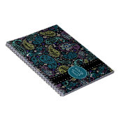 孔雀のペイズリーのプリントとしてパーソナライズなかわいらしい ノートブック (右側)