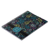 孔雀のペイズリーのプリントとしてパーソナライズなかわいらしい ノートブック (左側)