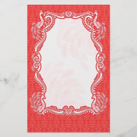 孔雀のボーダー文房具 便箋 (正面)