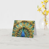 孔雀のメッセージカードとして誇りを持った カード (黄色い花)