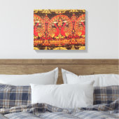 孔雀のモチーフとクフィックの碑文に対処 キャンバスプリント (インサイチュ (寝室))