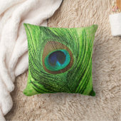 孔雀のライムグリーン クッション (ブランケット)