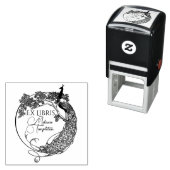 孔雀のラウンドフレーム アールヌーヴォー Ex Libris 名前 セルフインキングスタンプ (インサイチュ)