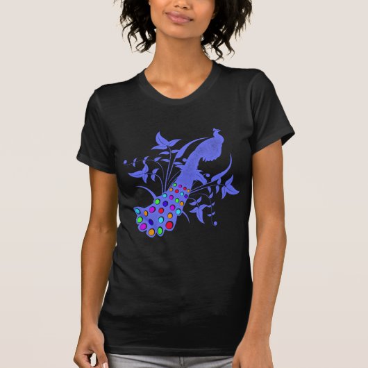 孔雀のヴィンテージのデザイン Tシャツ (正面)