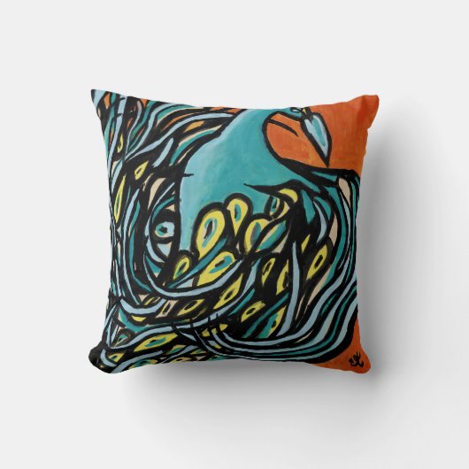 孔雀の上昇の枕 クッション (正面)