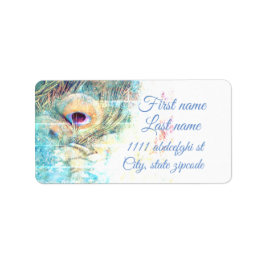 孔雀の住所シールとしてかわいらしい ラベル