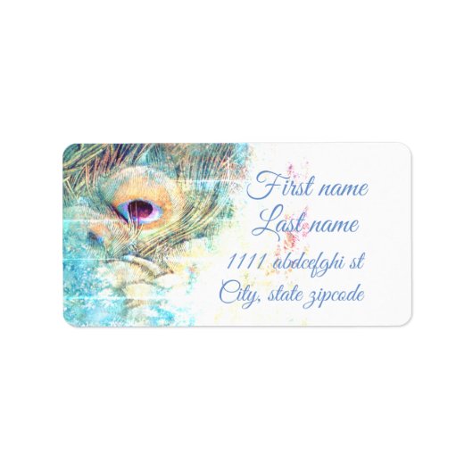 孔雀の住所シールとしてかわいらしい ラベル (正面)