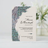 孔雀の保存日付カード セーブザデート (スタンド正面)