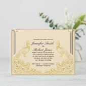 孔雀の優雅のアールデコの眼識の結婚式招待状 招待状 (スタンド正面)