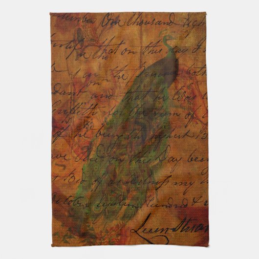 孔雀の叫び キッチンタオル (縦)