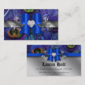 孔雀の名刺の青い弓銀 名刺 (正面/裏面)