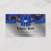 孔雀の名刺の青い弓銀 名刺 (裏面)