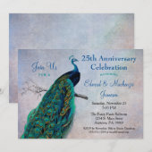 孔雀の周年記念招待状 ヴィンテージ ブルーバード 招待状 (正面/裏面)