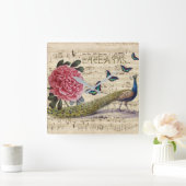 孔雀の夢 スクエア壁時計 (ホーム)