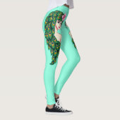 孔雀の女の子のティール（緑がかった色）のAthleisureのヨガによってはレギンスが喘ぎます レギンス (右)