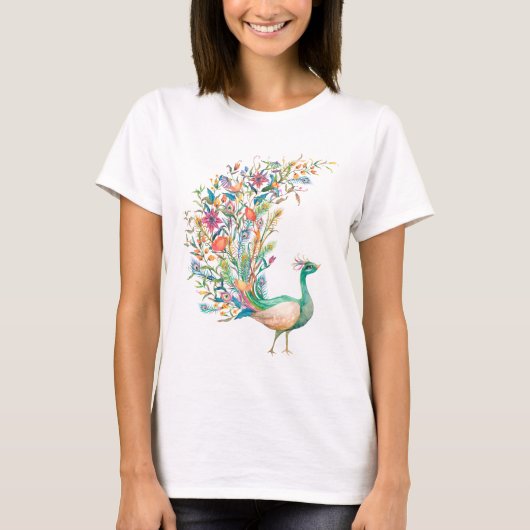 孔雀の女性用Tシャツ Tシャツ (正面)
