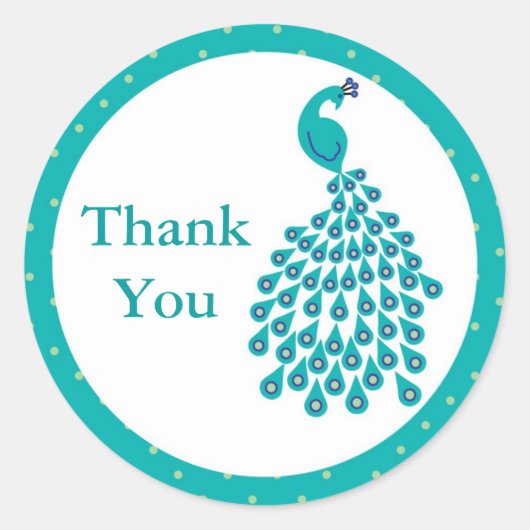 孔雀の好意ステッカー ラウンドシール (正面)