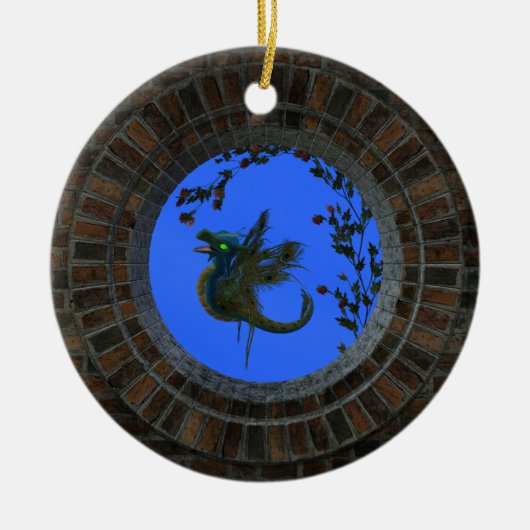 孔雀の妖精のドラゴン セラミックオーナメント (正面)