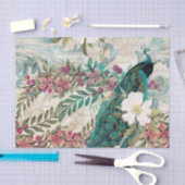 孔雀の孔雀がピンクの花を切り離エレガントす 薄葉紙 (クラフト)