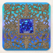 孔雀の宝石 スクエアペーパーコースター (正面)