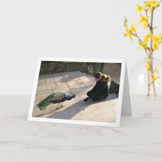 孔雀の少女 カード (黄色い花)