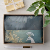 孔雀の座っかわいらして、白い羽毛カスケード 薄葉紙 (ギフト)