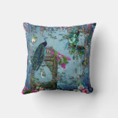 孔雀の庭の藤の青いラベンダーのピンク クッション (裏面)