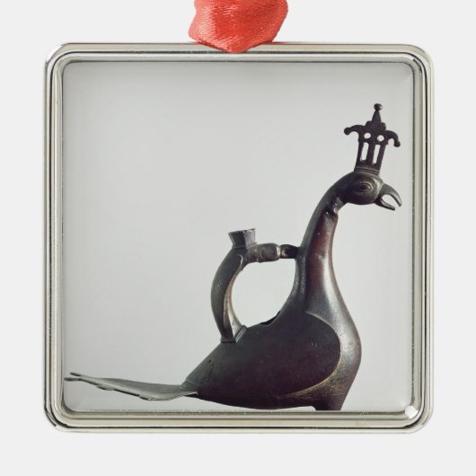 孔雀の形のAquamanile メタルオーナメント (正面)