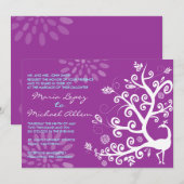 孔雀の愛の鳥の結婚式招待状と婚約 招待状 (正面/裏面)