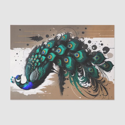 孔雀の愛好家の明るい孔雀ティール（緑がかった色） 薄葉紙 (正面)