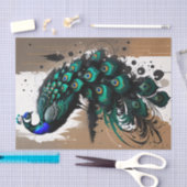 孔雀の愛好家の明るい孔雀ティール（緑がかった色） 薄葉紙 (クラフト)