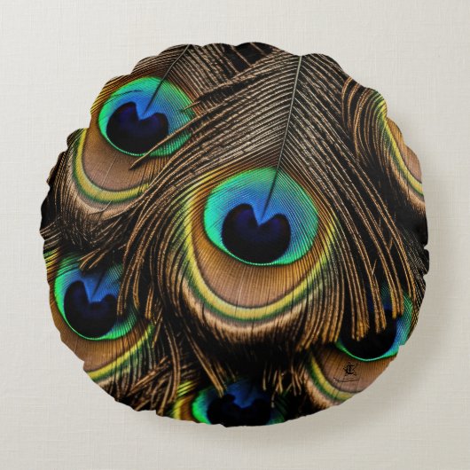 孔雀の愛 ラウンドクッション (正面)