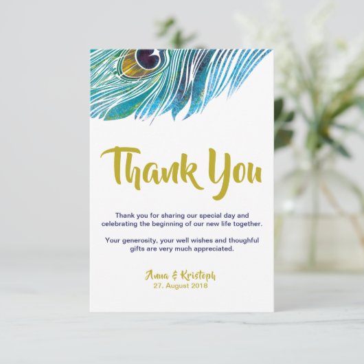 孔雀の感謝カード 招待状 (スタンド正面)