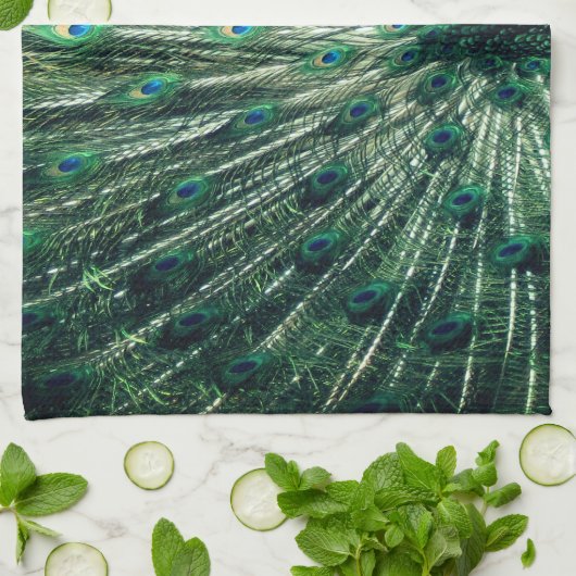 孔雀の支柱 キッチンタオル (折り畳み)