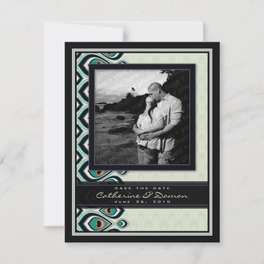 孔雀の新しいの保存日付(黒) セーブザデート (正面)