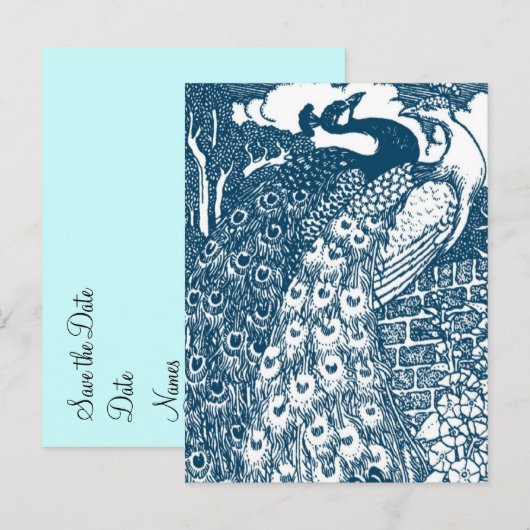 孔雀の日付を保存 案内ポストカード (正面/裏面)