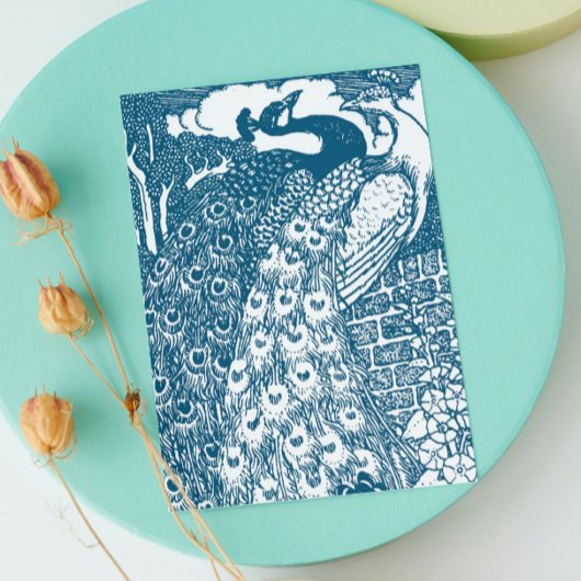 孔雀の日付を保存 案内ポストカード