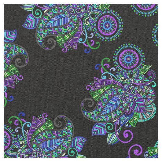 孔雀の曼荼羅 ファブリック (クローズアップ)