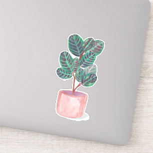 孔雀の植物の室内用植物の水彩画のイラストレーション シール