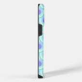 孔雀の模様 紫と青の名前 iPhoneケース (右側面)