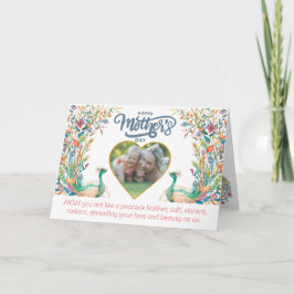 孔雀の母の愛の母の日のような羽 サンキューカード