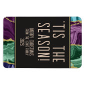 孔雀の水の色のアガートクリスマス マグネット (横)